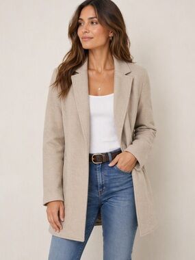 Banana Republic Open Front Coat | Beige | Size Small | Classic Layering Jacket